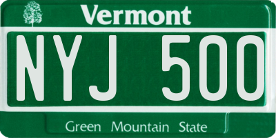 VT license plate NYJ500