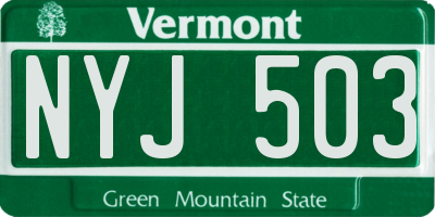 VT license plate NYJ503