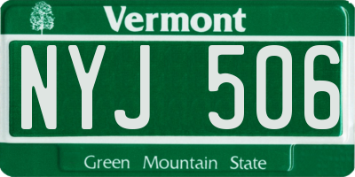 VT license plate NYJ506