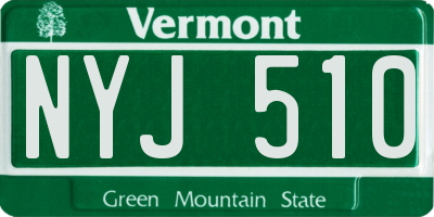 VT license plate NYJ510