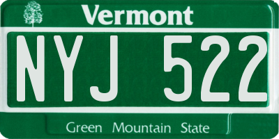 VT license plate NYJ522