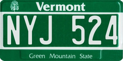VT license plate NYJ524