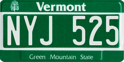 VT license plate NYJ525