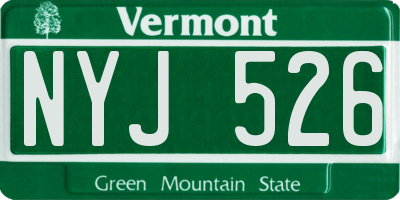 VT license plate NYJ526
