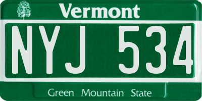 VT license plate NYJ534