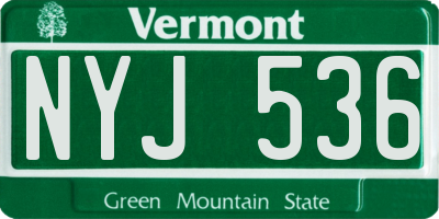 VT license plate NYJ536