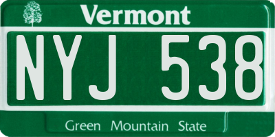 VT license plate NYJ538