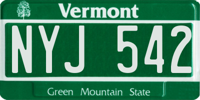 VT license plate NYJ542