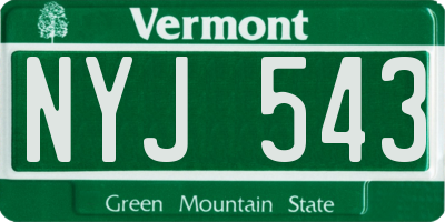 VT license plate NYJ543