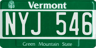 VT license plate NYJ546