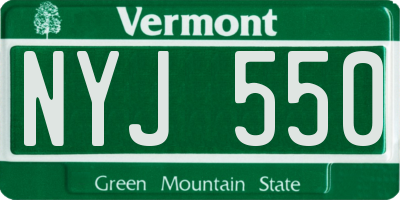 VT license plate NYJ550