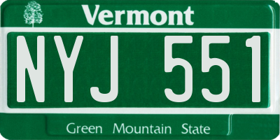 VT license plate NYJ551