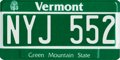 VT license plate NYJ552