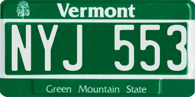 VT license plate NYJ553