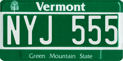 VT license plate NYJ555