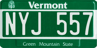 VT license plate NYJ557