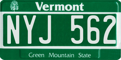 VT license plate NYJ562