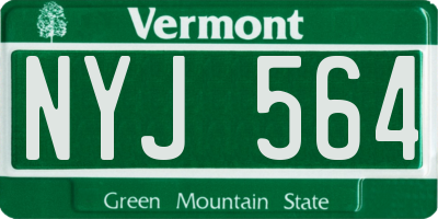 VT license plate NYJ564