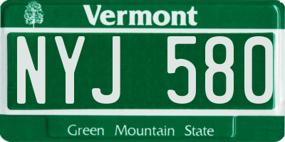 VT license plate NYJ580