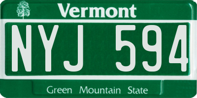 VT license plate NYJ594