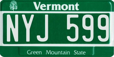VT license plate NYJ599