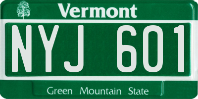 VT license plate NYJ601