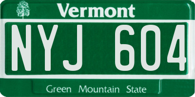 VT license plate NYJ604