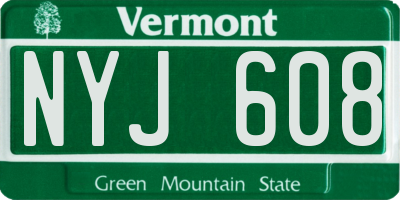 VT license plate NYJ608