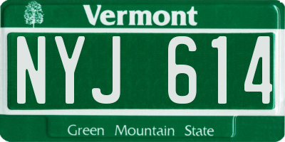 VT license plate NYJ614