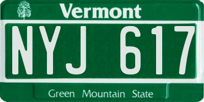 VT license plate NYJ617