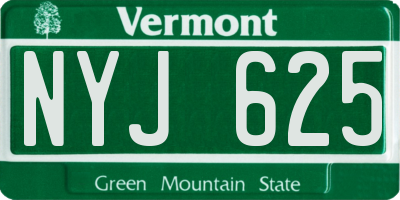 VT license plate NYJ625