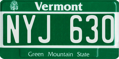 VT license plate NYJ630