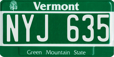 VT license plate NYJ635