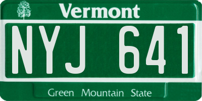 VT license plate NYJ641