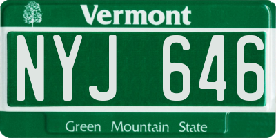 VT license plate NYJ646