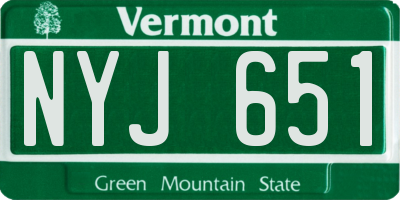 VT license plate NYJ651