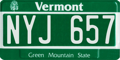 VT license plate NYJ657