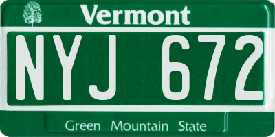 VT license plate NYJ672