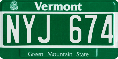 VT license plate NYJ674