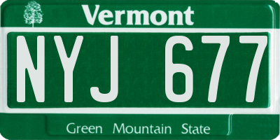VT license plate NYJ677