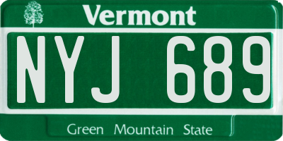 VT license plate NYJ689