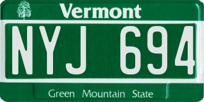 VT license plate NYJ694
