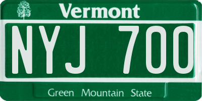 VT license plate NYJ700