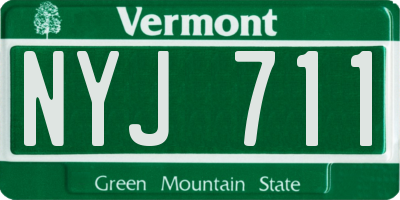 VT license plate NYJ711