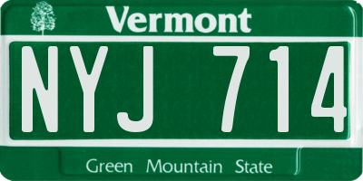 VT license plate NYJ714