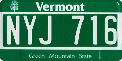 VT license plate NYJ716