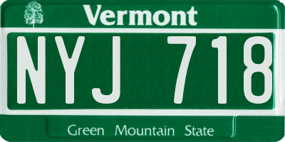 VT license plate NYJ718