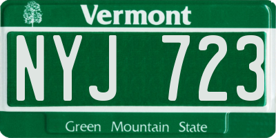 VT license plate NYJ723