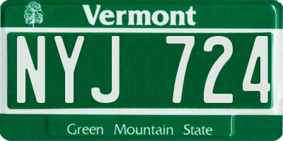VT license plate NYJ724