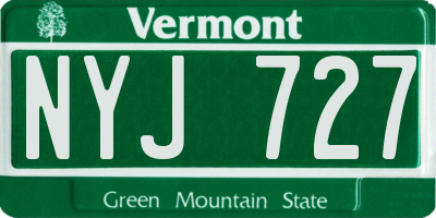 VT license plate NYJ727